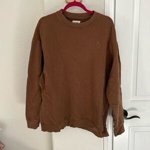 MATE the Label- Organic Fleece Embroidered Oversized Sweatshirt- COFFEE- M/L